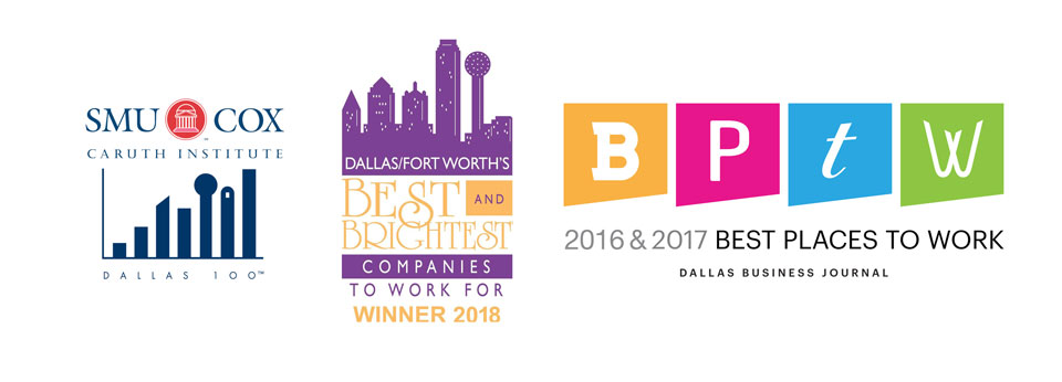 SMU Dallas 100, DFW Best and Brightest Companies to Work for 2018, DBJ Best Places to Work 2016 and 2017